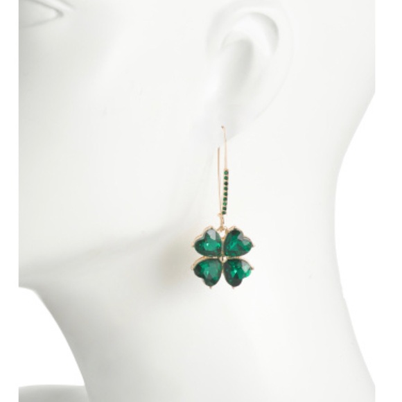 Betsey Johnson Shamrock Shepherd Hook Earrings - Picture 2 of 3